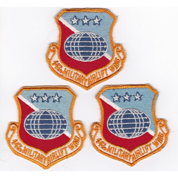 Set of 3 Vietnam ERA USAF 1970's 442nd Military Airlift Wing Jacket Patch A1129 - Picture 1 of 4